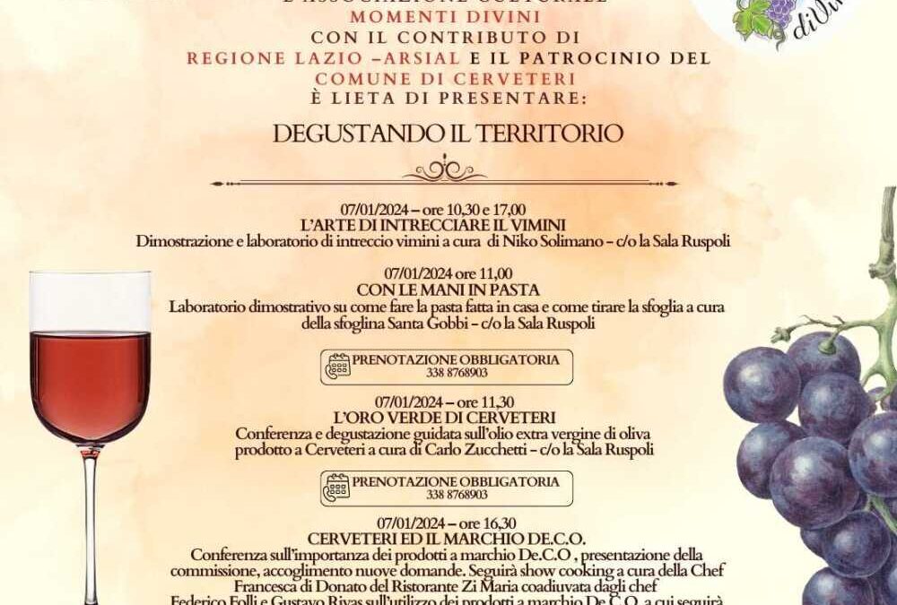 Due giorni di degustazioni di vini e itinerari a Cerveteri