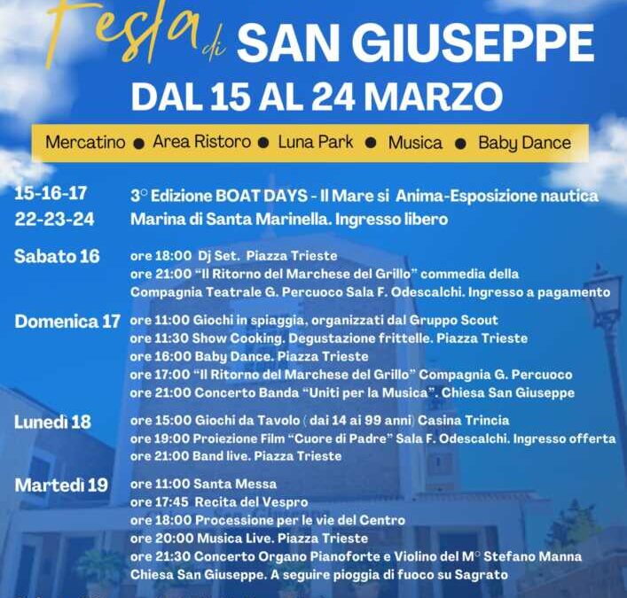 San Giuseppe a Santa Marinella, il programma dei festeggiamenti patronali
