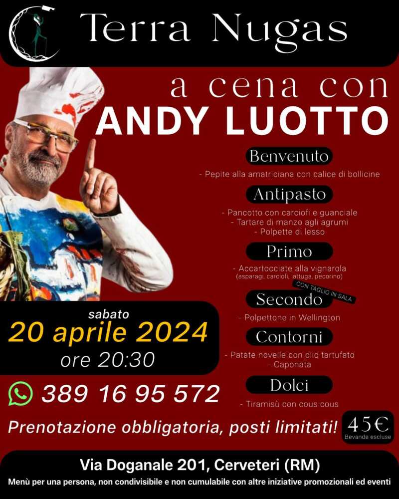 Andy Luotto terra nugas spettacolo e cena Andy Luotto terra nugas spettacolo e cena