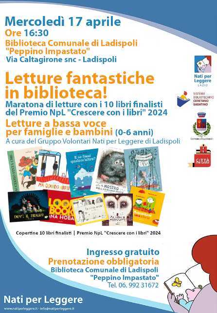 Locandina biblioteca nati leggere ladispoli