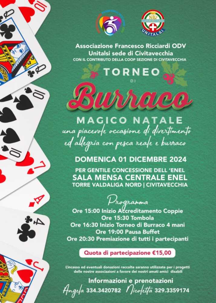 Ricciardi ODV e l'Unitalsi della sede di Civitavecchia torneo burraco