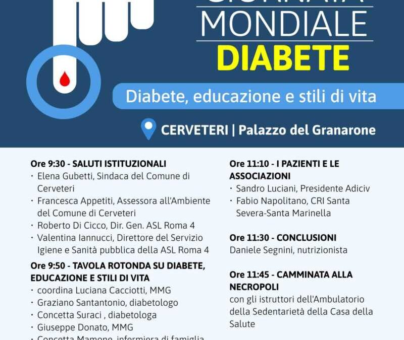 Giornata Mondiale del Diabete, a Cerveteri una giornata di informazione e di movimento alla Necropoli