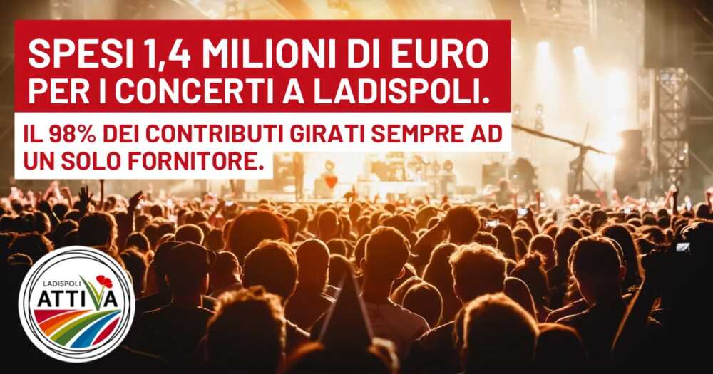 1.4 MILIONI PER I CONCERTI AD UN SOLO FORNITORE ladispoli attiva 1.4 MILIONI PER I CONCERTI AD UN SOLO FORNITORE ladispoli attiva