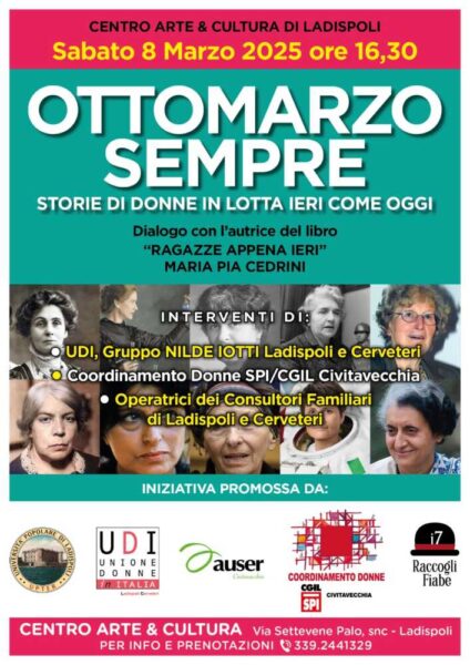Per l'8 Marzo incontro al Centro Arte e Cultura del Gruppo Iotti Cerveteri Ladispoli