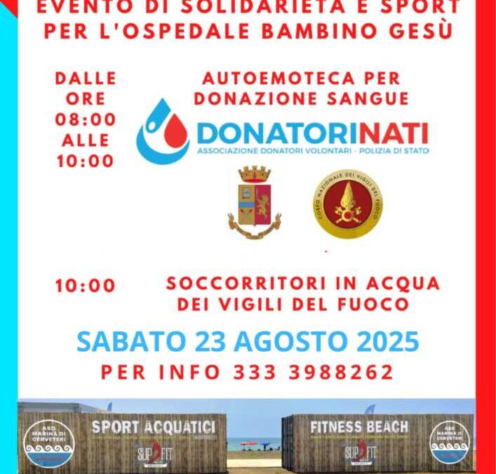 A Campo di Mare SupFit School, Polizia di Stato e Vigili del Fuoco uniti per l’Ospedale Bambino Gesù: donare sangue per salvare una vita
