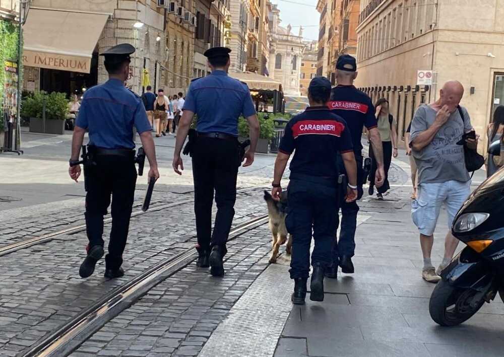controlli a piedi dei Carabinieri cinofili