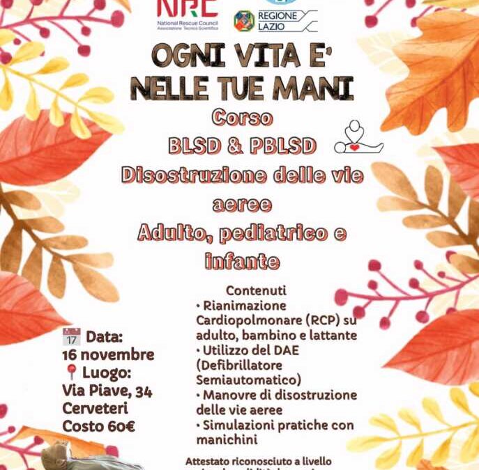 Salva una vita con poche manovre: a Cerveteri corso Blsd e Pblsd, rianimazione cardiopolmonare e utilizzo del defibrillatore