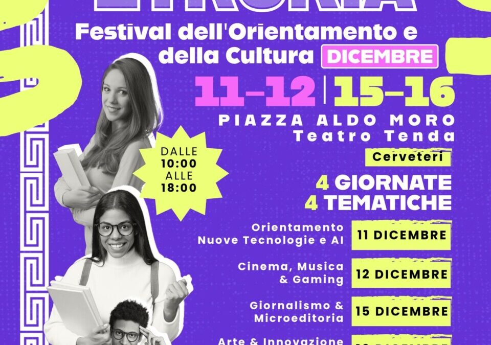 “Campus Etruria – Festival di Cultura, Musica e Futuri Possibili” dall’11 dicembre a Cerveteri