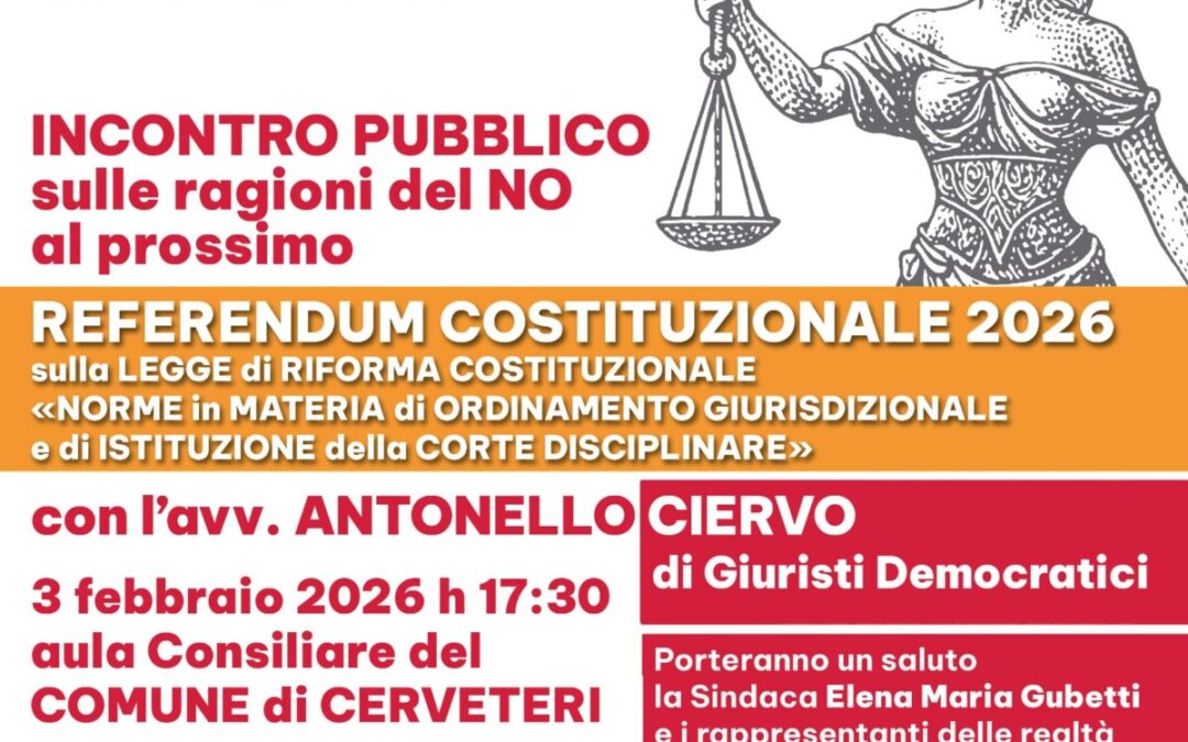 Le ragioni del no al referendum spiegate martedì a Cerveteri