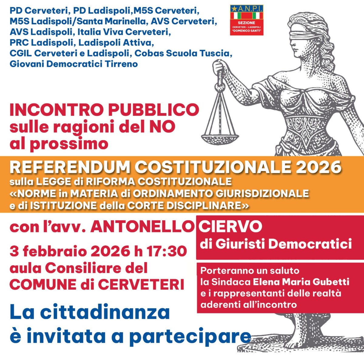 Referendum le ragioni del NO 3 febbraio 2026 a Cerveteri Referendum le ragioni del NO 3 febbraio 2026 a Cerveteri