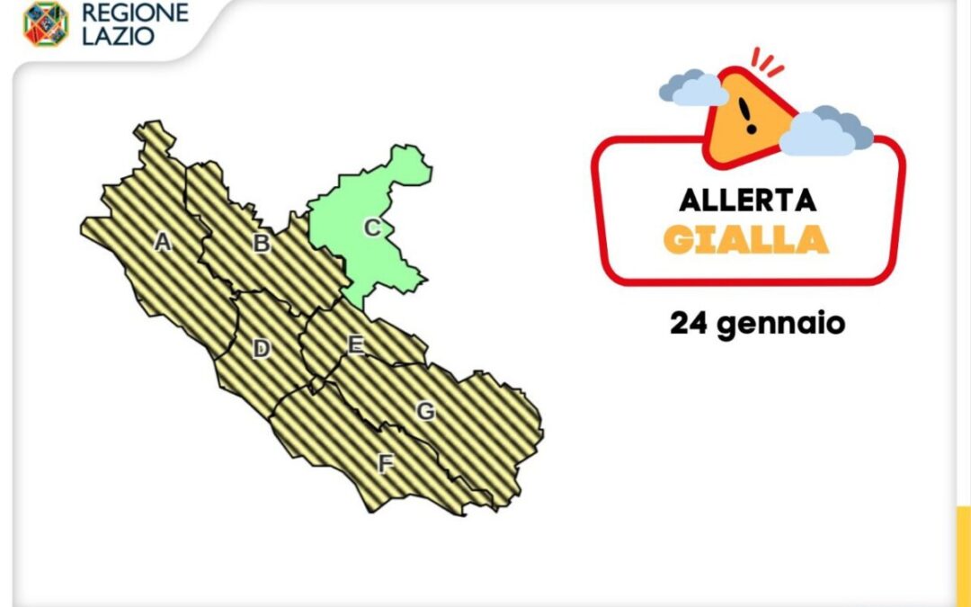 Allerta meteo per pioggia su tutto il Lazio