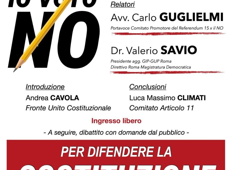 Referendum, a Cerveteri evento del Fronte Unito Costituzionale e del Comitato Articolo 11
