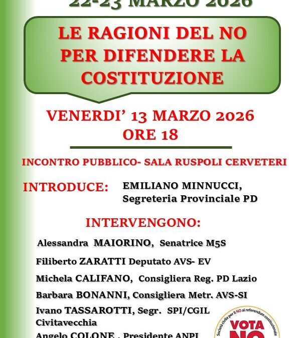 Referendum, appello al voto del Pd di Cerveteri