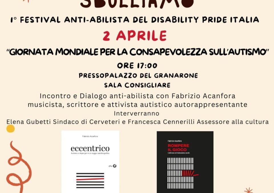 A Cerveteri arriva “Sbulliamoci”: il “Disability Pride Italia” e la Biblioteca organizzano il primo Festival anti-bullista