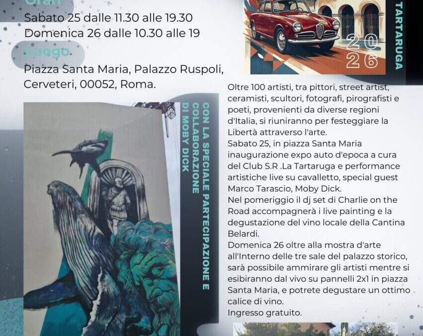 “LiberArt”: a Cerveteri più di cento artisti, auto d’epoca e musica