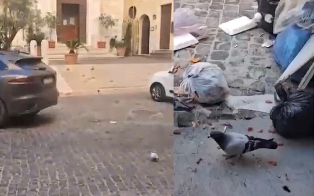 Piazza Leandra sommersa di rifiuti, Csp: “Lasciati dal giorno prima, intervenuta la Municipale”