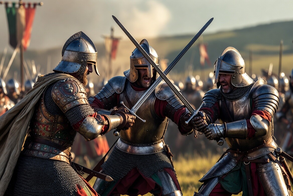 lotta medievale capitani ventura guerrieri spade