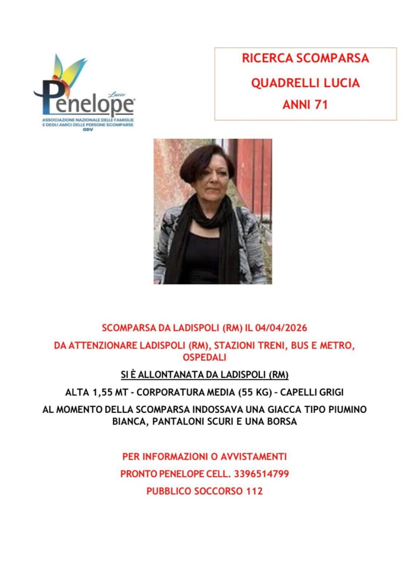 lucia quadrelli scomparsa ladispoli