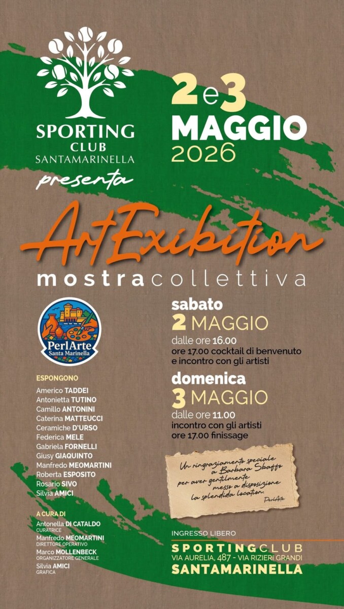 Lo Sporting Club Santa Marinella Hub della Cultura al via “ArtExibition” con il Gruppo PerlArte