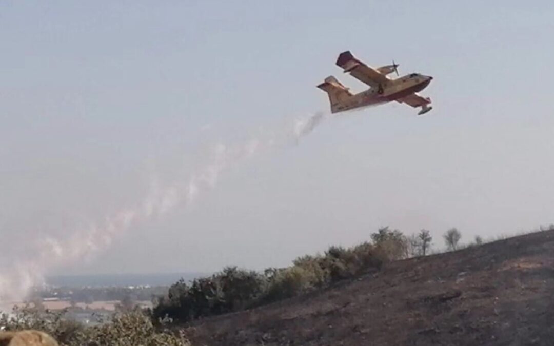 Incendi a Santa Marinella e Cerveteri, canadair ed elicottero in azione