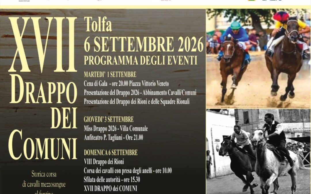 Tolfa, domani inizia la settimana del XVII Drappo dei Comuni: cena, miss e poi la corsa dei cavalli