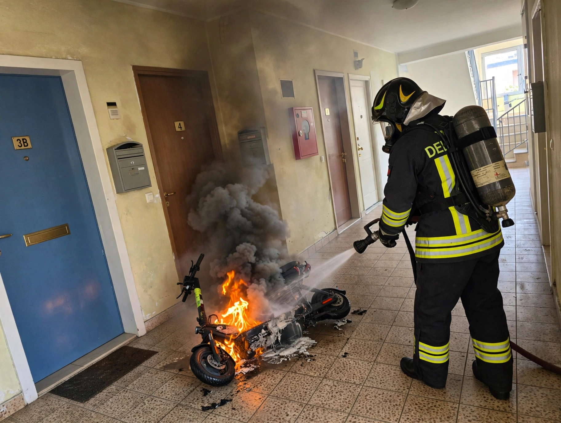 IA vvf vigili fuoco pompieri monopattino appartamento
